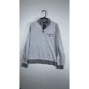 Ted Baker Sweater Mens XL Gray‎ Quarter Zip Mock Neck Knit Pullover Chest Pocket